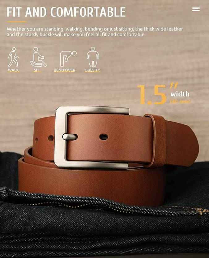 Men Formal, Casual, Evening, Party Tan Genuine Leather Belt