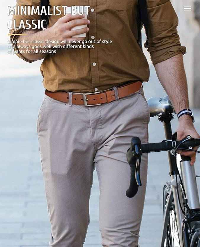 Men Formal, Casual, Evening, Party Tan Genuine Leather Belt