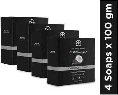 THE MAN COMPANY Charcoal Soap with Coconut | Detoxes & Nourishes - BUY 3 GET 1 FREE - 100gm*4 (4 x 100 g)