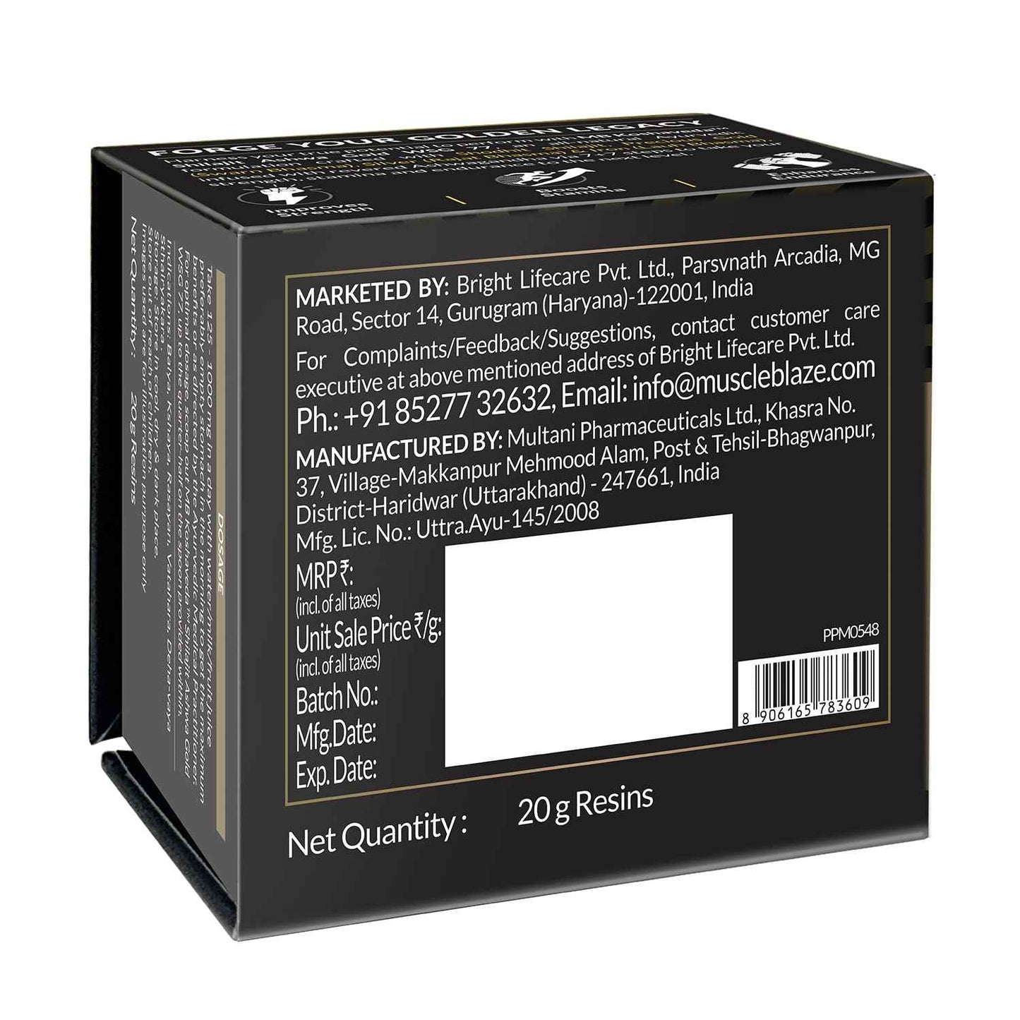 Koshaveda Shilajit Ashwa Gold Wsg 77 By Muscleblaze (20 G)|Fortified With Silver,Iron & Ashwagandha|For Strength,Endurance & Recovery,Resin