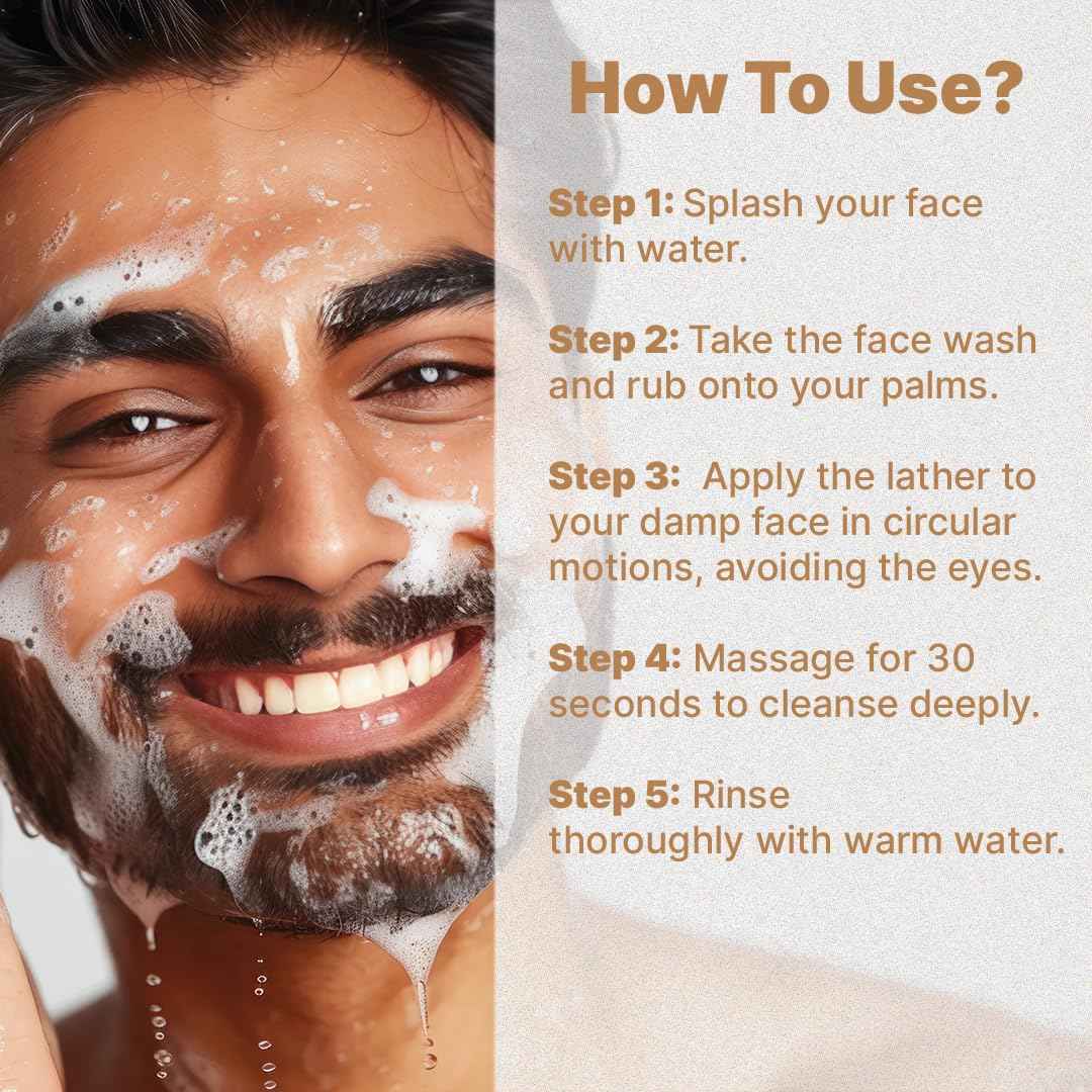 ALL MAN Skin Brightening Face Wash, Fades Dark Spots & Hyperpigmentation, Removes Dirt, oil, & Pollutants with Aquaxyl, Ectoin & Hydrolyzed Rice Protein | 100g