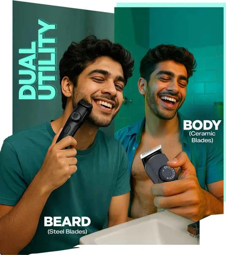 All Rounder 2-in-1 BOMBAY SHAVING COMPANY Beard & Body Grooming Trimmer 120 min Runtime 38 Length Settings  (Black)