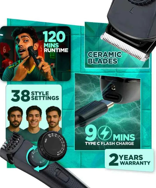 All Rounder 2-in-1 BOMBAY SHAVING COMPANY Beard & Body Grooming Trimmer 120 min Runtime 38 Length Settings  (Black)