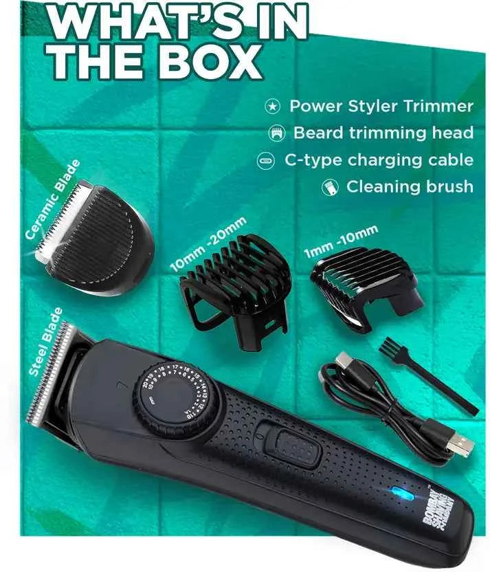All Rounder 2-in-1 BOMBAY SHAVING COMPANY Beard & Body Grooming Trimmer 120 min Runtime 38 Length Settings  (Black)