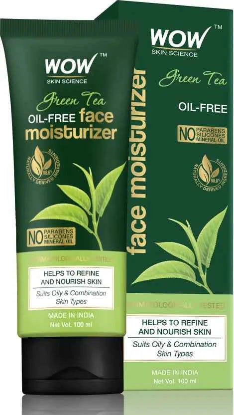 WOW SKIN SCIENCE Green Tea Face Moisturizer - OIL FREE - Quick Absorbing - Non Sticky - contains Green Tea Extract - for Refining & Nourishing Skin - No Parabens, Silicones & Mineral Oil - 100mL  (100 ml)