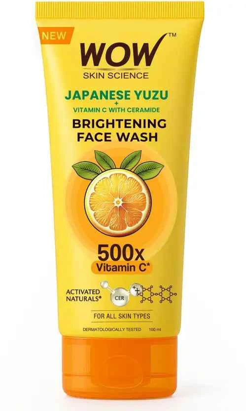 WOW SKIN SCIENCE Japanese Yuzu + Vitamin C with Ceramide Brightening | 500x Vitamin C | For Strengthened Glowing Skin | Paraben-Free Gentle Cleanser with Orange Peel & Camu Camu | Face Wash  (100 ml)