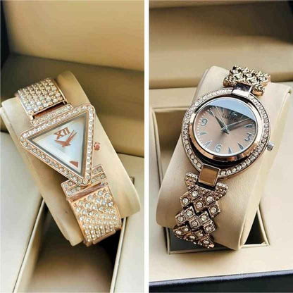 Premium Color Smooth Finish COMBO Pack 2 Analog Watch for Women BROWN