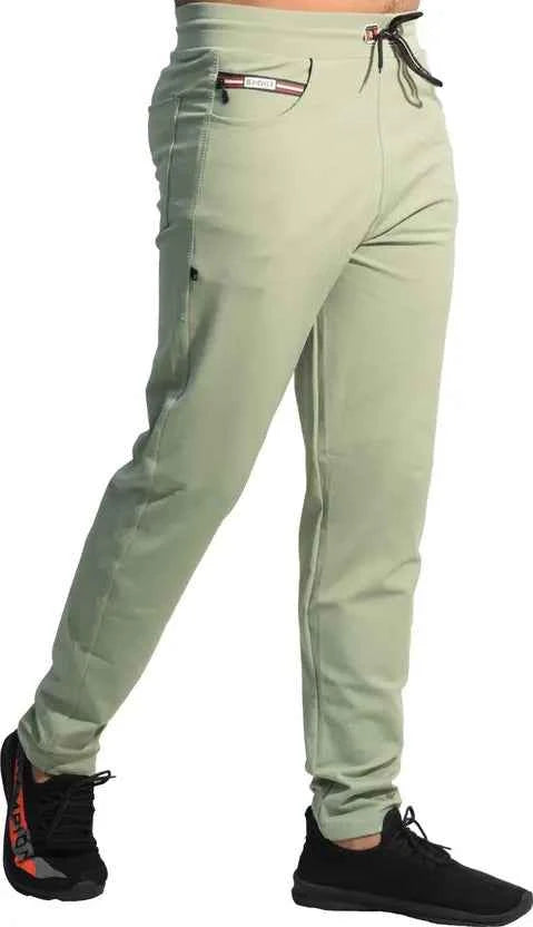 KHOZI  Men Solid Light Green Track Pants
