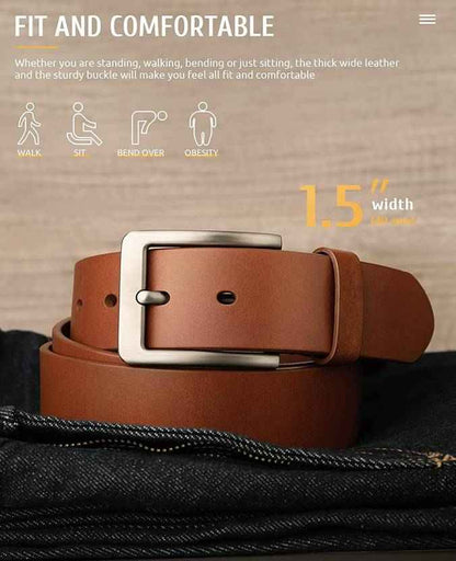 Men Formal, Casual, Evening, Party Tan Genuine Leather Belt