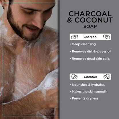 THE MAN COMPANY Charcoal Soap with Coconut | Detoxes & Nourishes - BUY 3 GET 1 FREE - 100gm*4  (4 x 100 g)