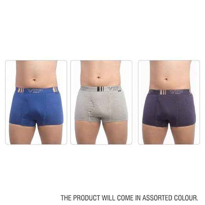 VIP Men's Cotton Trunks Solid Underwear (Pack of 3)