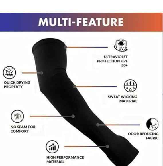 VT VIRTUE TRADERS Cooling Arm Sleeves for Men & Women, UV Sun Protection Hand Cover UPF 50, Compression Arm Guard