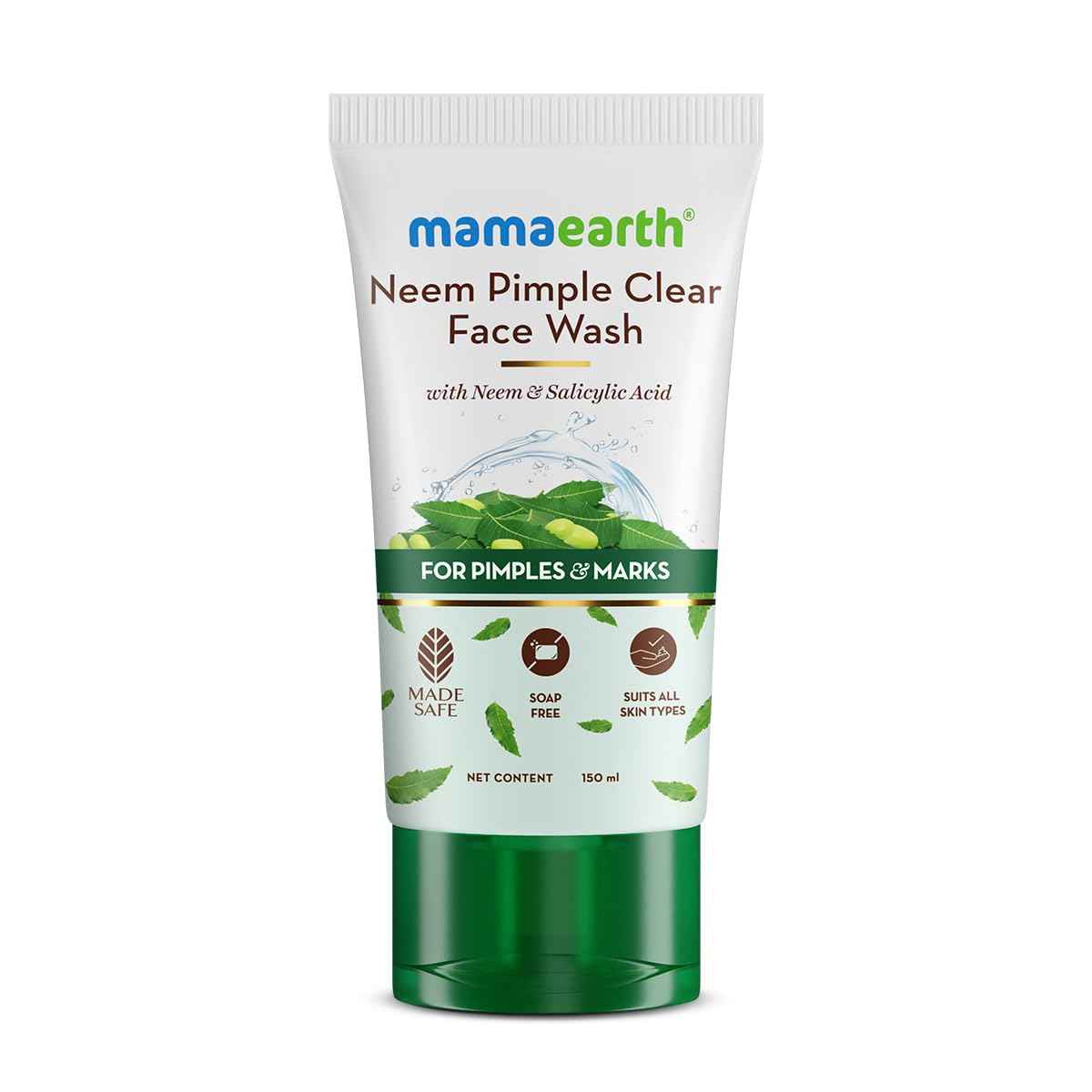 Mamaearth Neem Pimple Clear Face Wash With Neem & Salicylic Acid|Fights Pimples|Reduces Marks|Purifies Skin|Gently Cleanses|Controls Excess Oil|For All Skin Types|For Men And Women|150 Ml