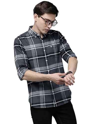 Men's Slim Grey Cotton Flannel Shirt