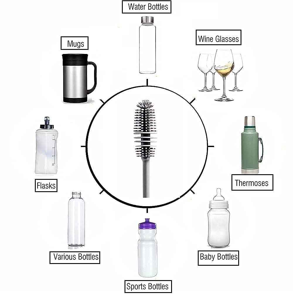 VYOOx Long Handle Silicone Bottle Cleaner Brush for Washing Water Bottle