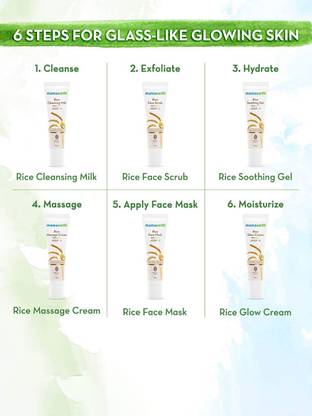 Mamaearth Rice Facial Kit With Rice Water & Niacinamide For Glass Skin In 6 Easy Steps  (6 x 10 g)