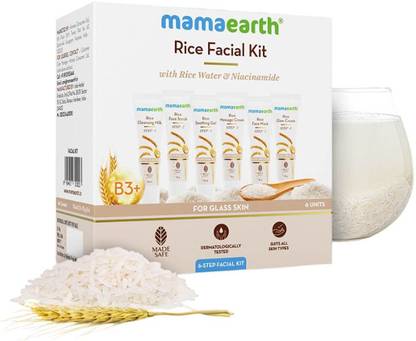 Mamaearth Rice Facial Kit With Rice Water & Niacinamide For Glass Skin In 6 Easy Steps  (6 x 10 g)