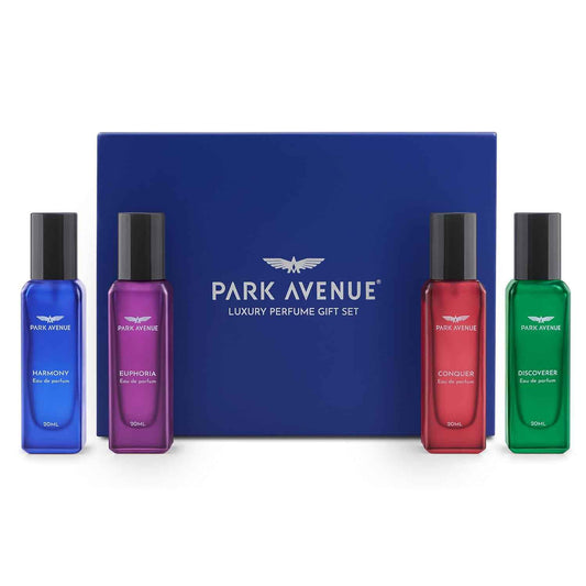 Park Avenue Luxury Perfume Gift Set for Men, 4x20 ml | Euphoria, Conquer, Harmony & Discoverer Perfume | Eau De Parfum | Premium Luxury Perfume for Corporate Man | Long lasting Fragrance | Gift for Men.