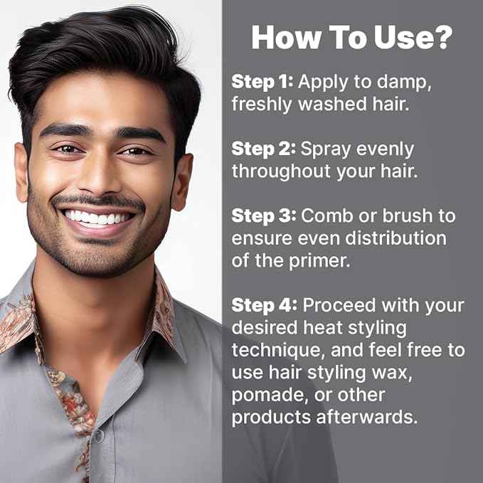 ALL MAN Hair Styling Thermal Primer, Pre Hair Styler Spray with Heat Protection Upto 200°C, Adds Volume & Texture, Infused with D-Panthenol & Meadowfoam Seed Oil | 100ml