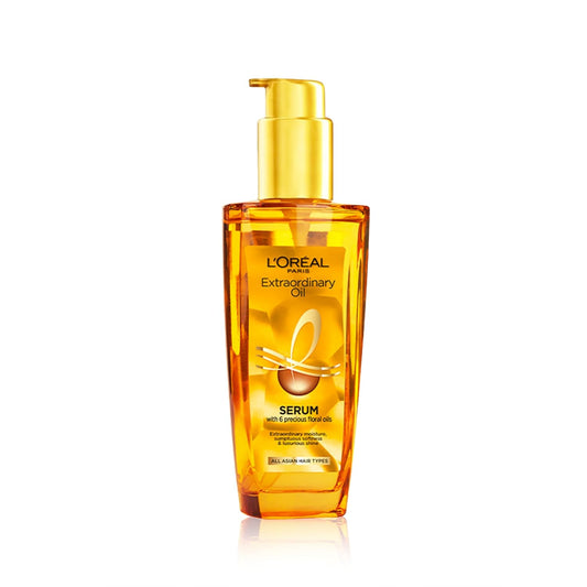 L'Oreal Paris Extraordinary Oil Hair Serum Powered by Floral Oils for All Hair Types, Volume- 100 ml, Makes hair frizz-free, stronger, shiny and provides UV and Heat Protection, Lightweight Formula - Zudioshop