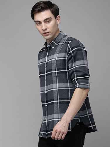 Men's Slim Grey Cotton Flannel Shirt