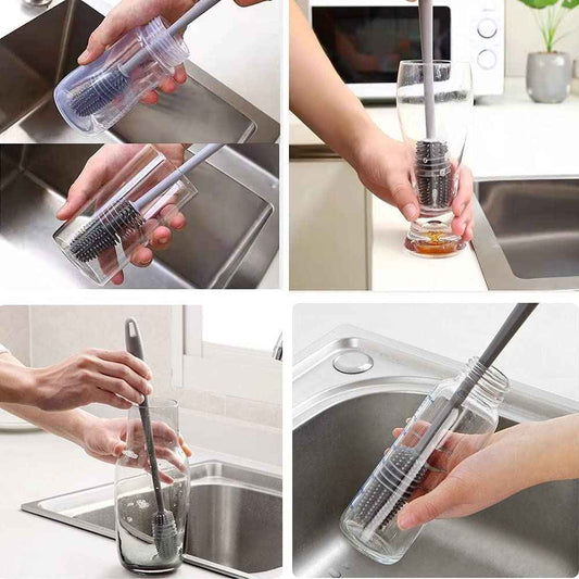 VYOOx Long Handle Silicone Bottle Cleaner Brush for Washing Water Bottle