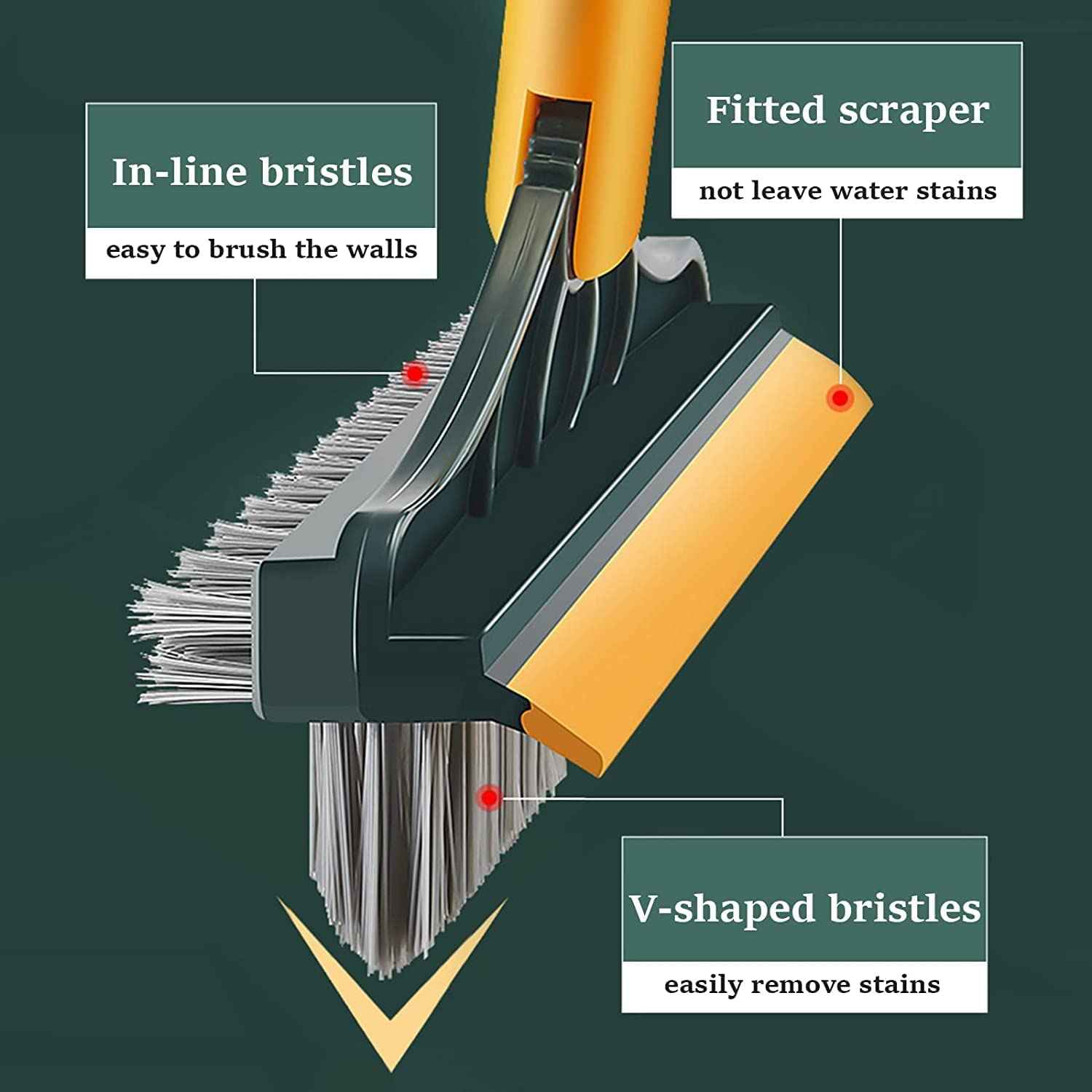 ROKTRY Bathroom Cleaning Brush with Wiper Upgraded 3 in 1