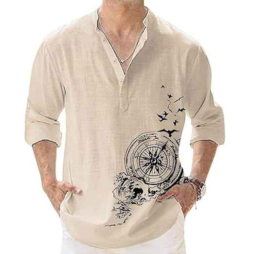 DEELMO Men's Cotton Blend Mandarin