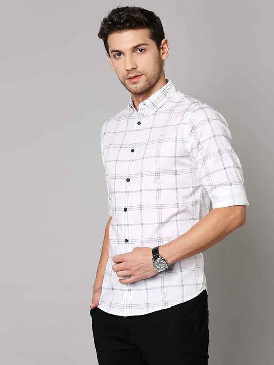 Dennis Lingo Men's Checkered Slim Fit Cotton Casual Shirt