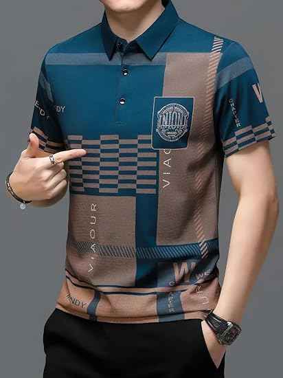 Alphabet Print Sports Collar Tshirt