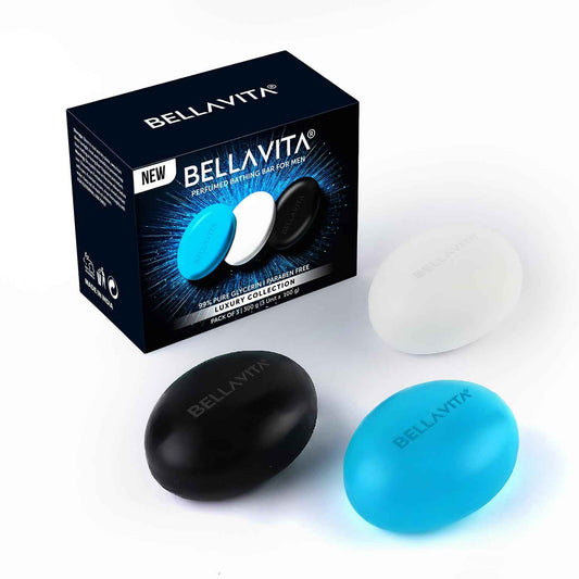 BELLAVITA Perfume Bathing Soap Bar for Men 3 x 100Gm with Pure Glycerin for Glowing Skin
