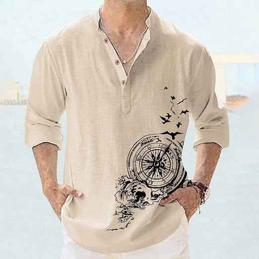 DEELMO Men's Cotton Blend Mandarin