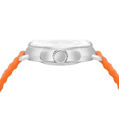 Franktime Ultra Nova Quartz Series | Orange Silicone Strap and Square Orange Dial Watch | Analog Wrist Watch for Men
