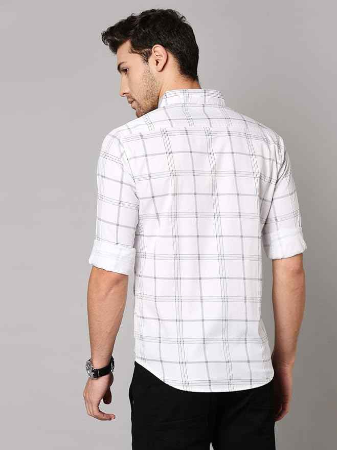 Dennis Lingo Men's Checkered Slim Fit Cotton Casual Shirt