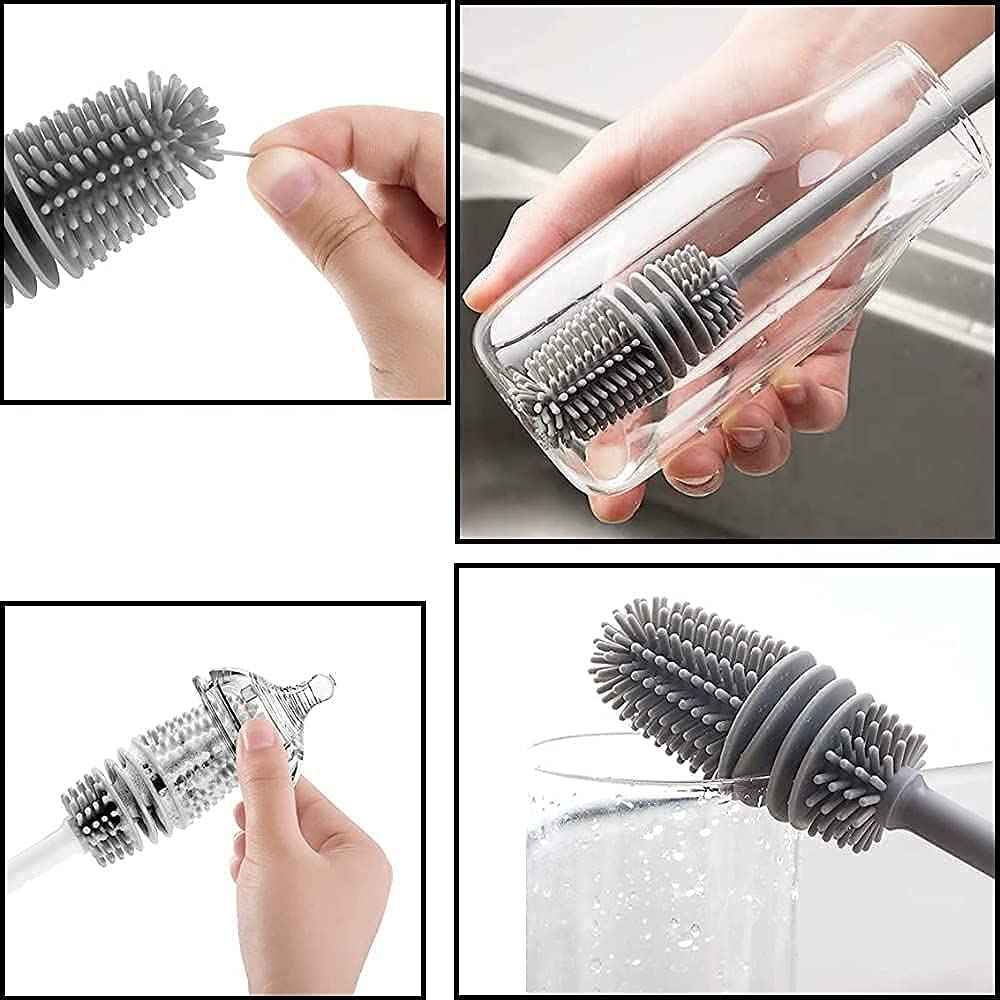 VYOOx Long Handle Silicone Bottle Cleaner Brush for Washing Water Bottle