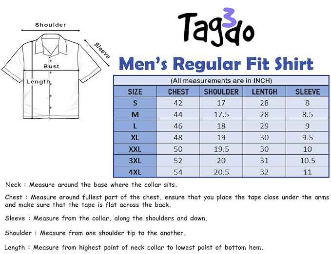 TAGDO Men's Regular Fit Casual Shirt