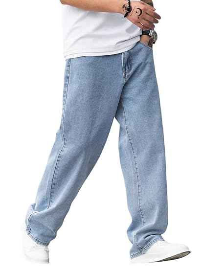 Dockstreet Men Baggy Denim Jeans in Pure 100% Cotton Denim