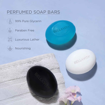 BELLAVITA Perfume Bathing Soap Bar for Men 3 x 100Gm with Pure Glycerin for Glowing Skin
