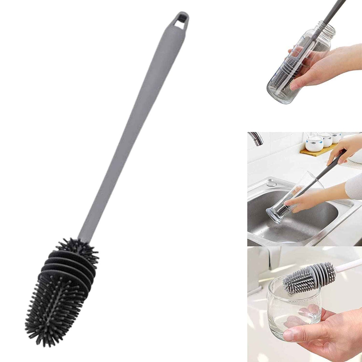 VYOOx Long Handle Silicone Bottle Cleaner Brush for Washing Water Bottle