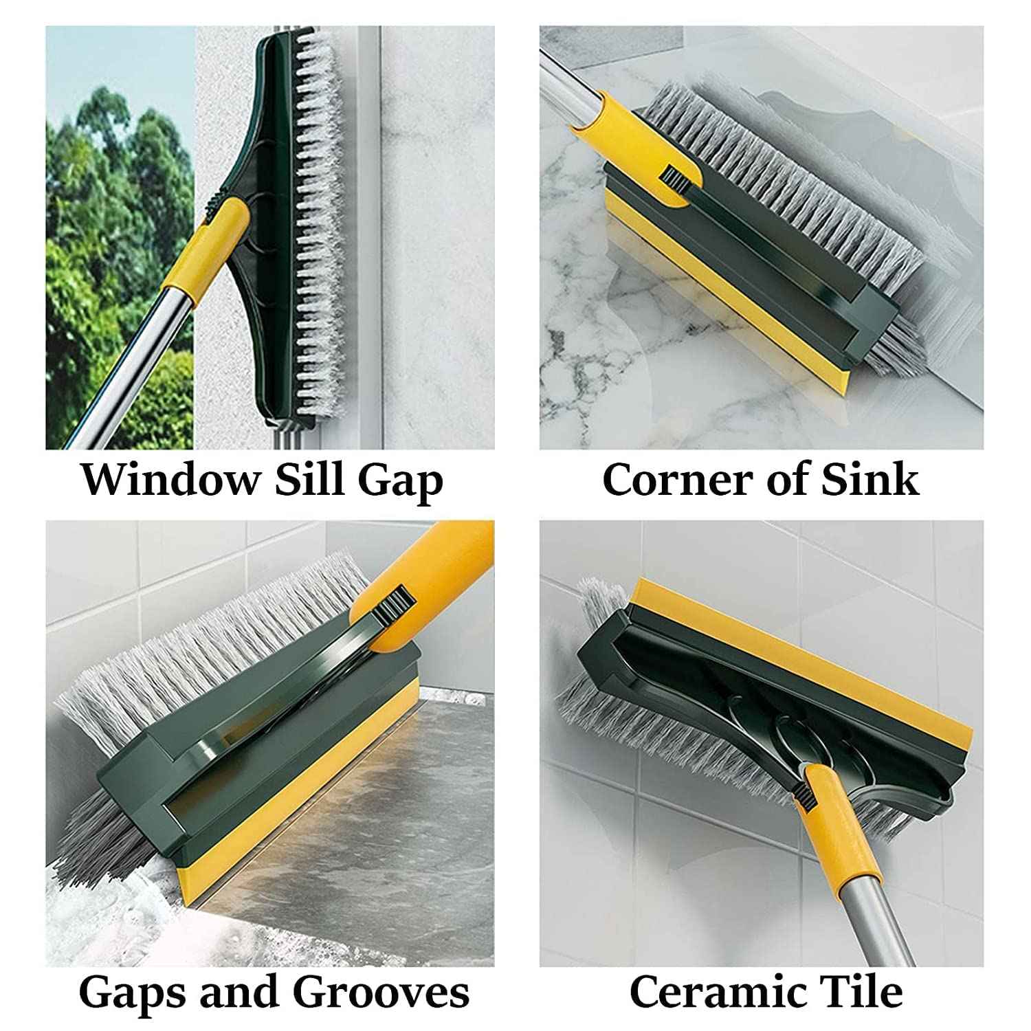 ROKTRY Bathroom Cleaning Brush with Wiper Upgraded 3 in 1