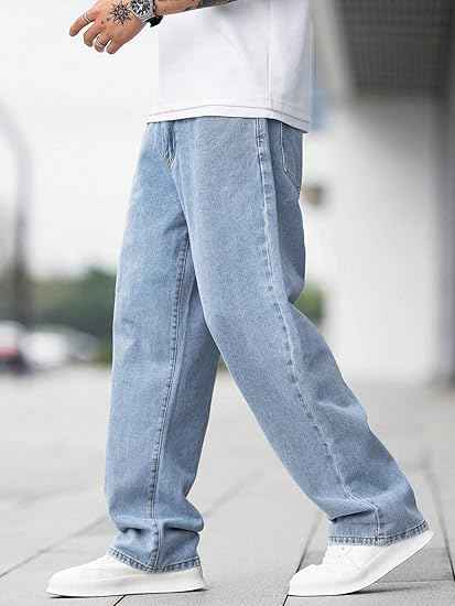 Dockstreet Men Baggy Denim Jeans in Pure 100% Cotton Denim
