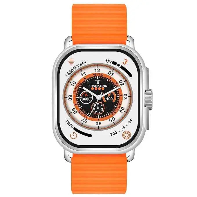 Franktime Ultra Nova Quartz Series | Orange Silicone Strap and Square Orange Dial Watch | Analog Wrist Watch for Men