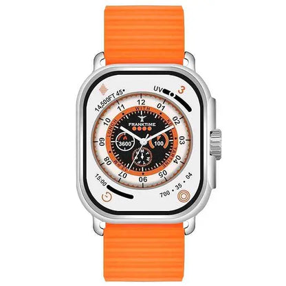 Franktime Ultra Nova Quartz Series | Orange Silicone Strap and Square Orange Dial Watch | Analog Wrist Watch for Men