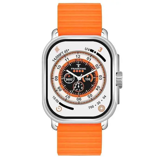 Franktime Ultra Nova Quartz Series | Orange Silicone Strap and Square Orange Dial Watch | Analog Wrist Watch for Men