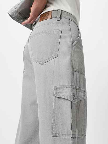 Urbano Fashion Men's Loose Mid Rise Baggy Fit Cargo Jeans