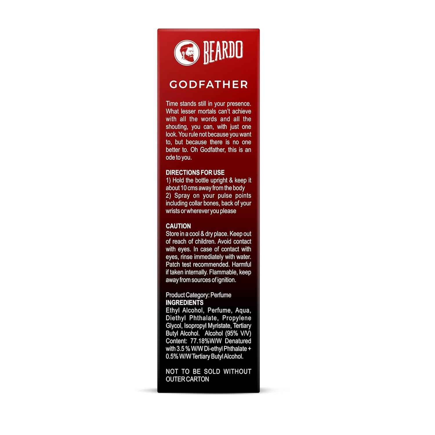 BEARDO Godfather Perfume For Men, 100Ml | Aromatic, Spicy Perfume For Men Long Lasting Perfume For Date Night Fragrance | Body Spray For Men | Valentines Day Gift For Husband | Boyfriend