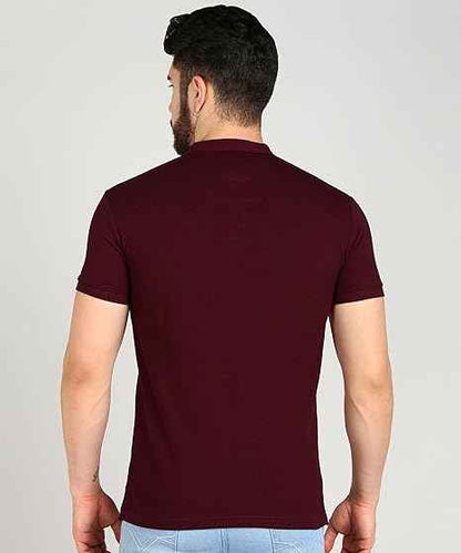 Alan Jones Clothing Men's Cotton Regular Fit Mandarin Collar Solid Polo T-Shirt