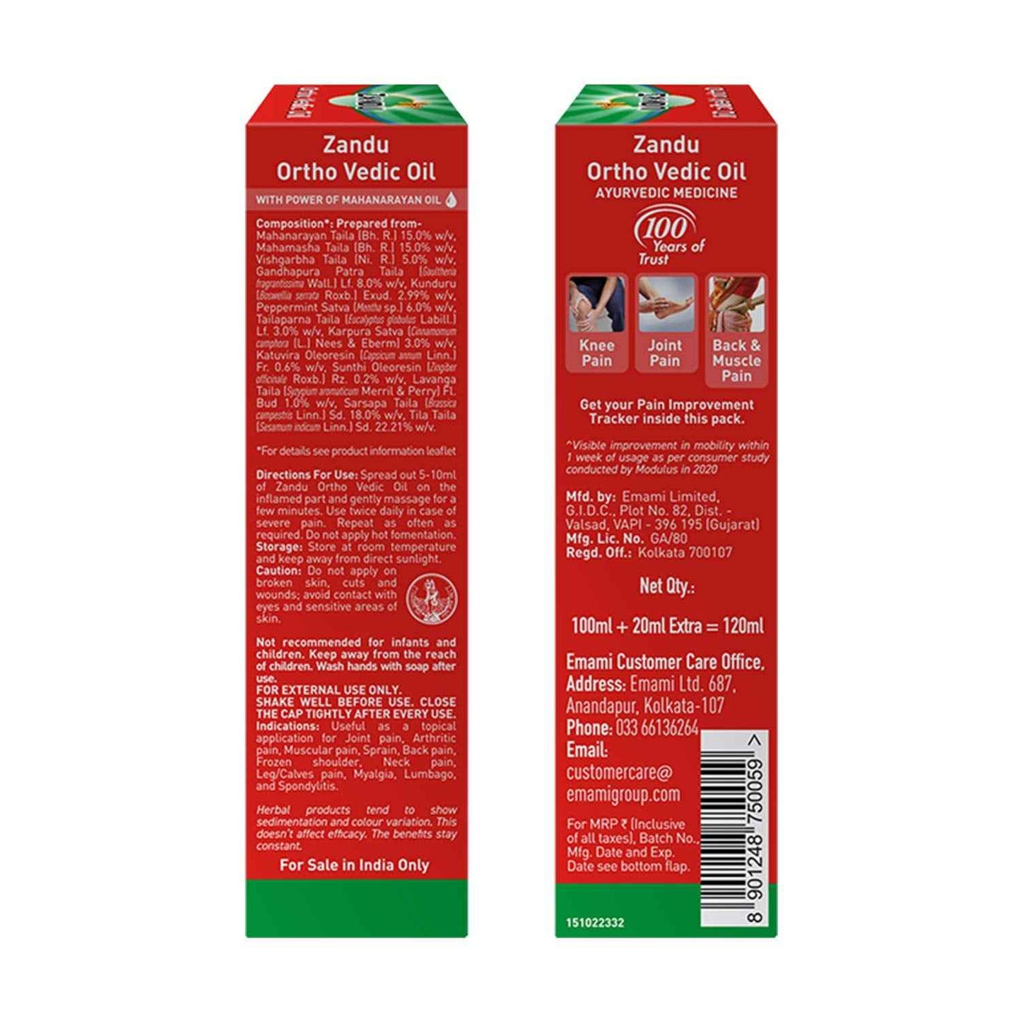 Zandu Ortho Vedic Oil - 120ml | Ayurvedic Oil for Relief from Knee and Joint Pain,Muscle Pain, Osteoarthritis Visible Improvement in 7 days