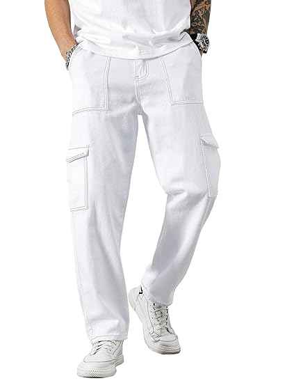 AVANOVA Bell-Bottom Men Cargo Jeans