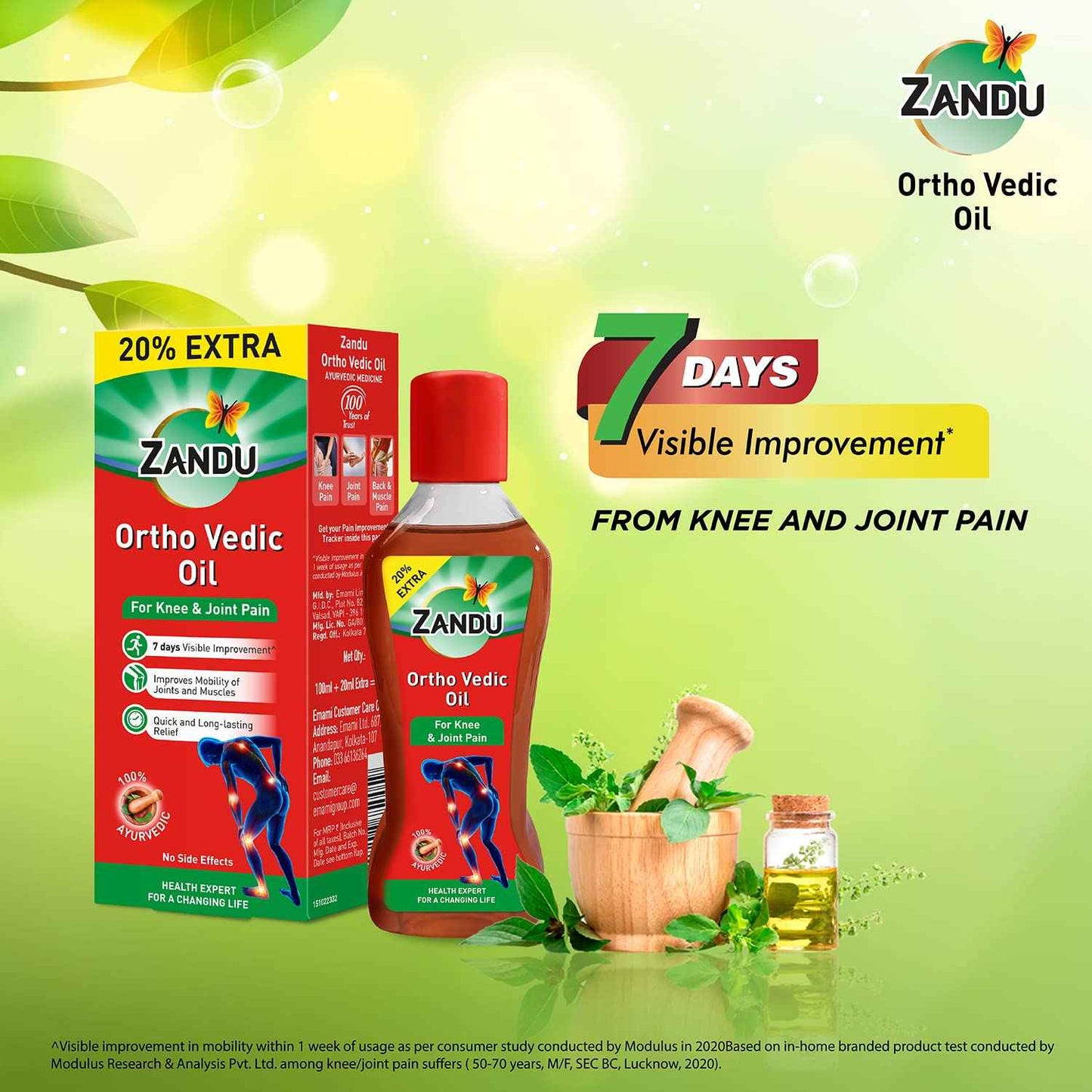 Zandu Ortho Vedic Oil - 120ml | Ayurvedic Oil for Relief from Knee and Joint Pain,Muscle Pain, Osteoarthritis Visible Improvement in 7 days